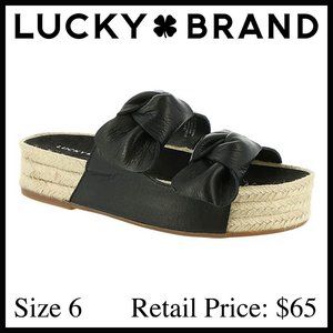 Lucky Brand Leather Platform Wedge Espadrille GUC